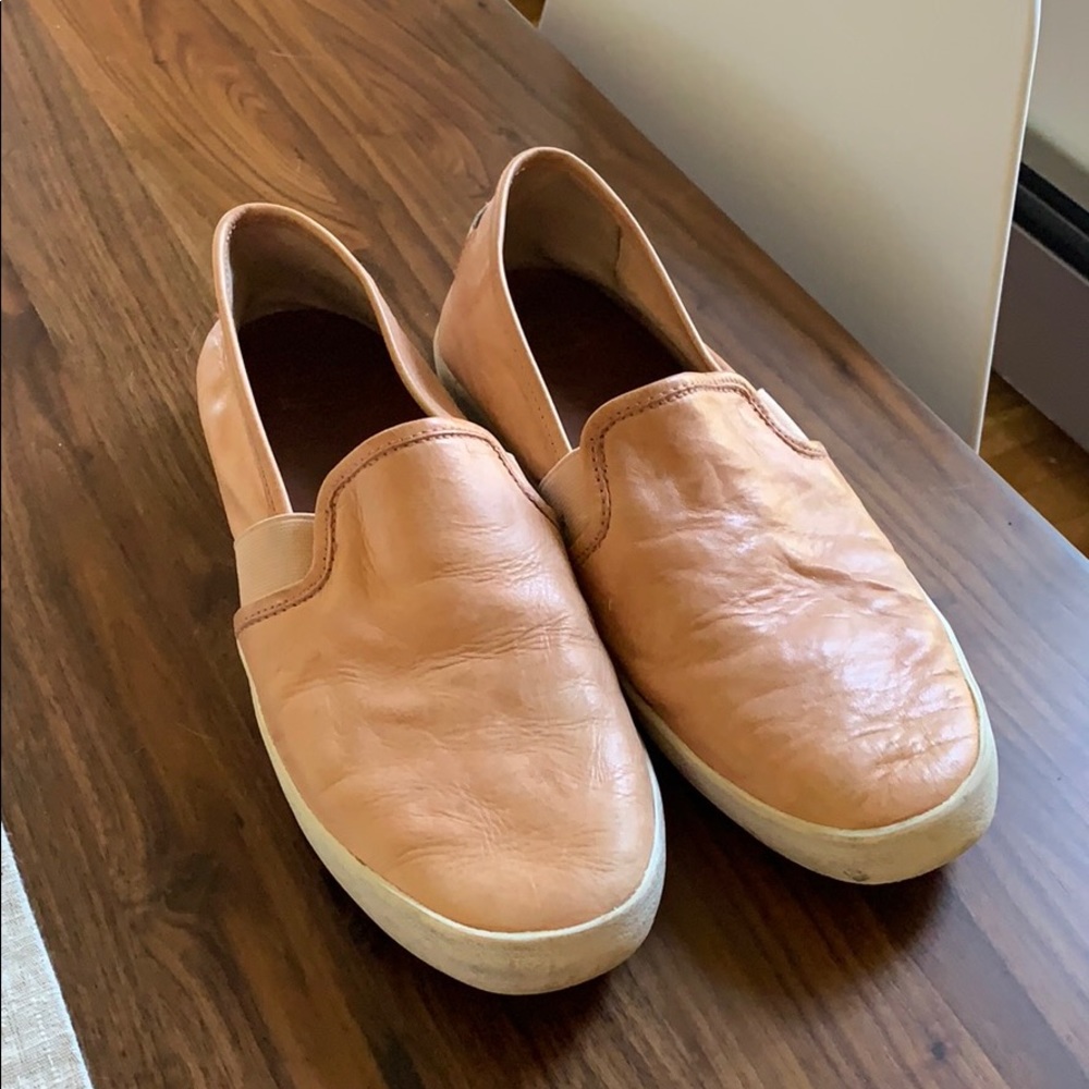 Pink Frye Leather Slip Ons